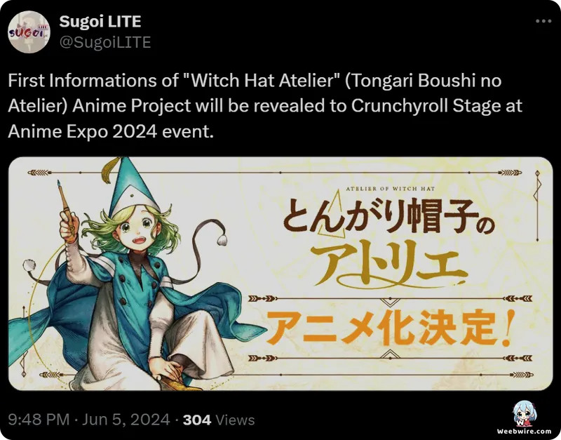 'Witch Hat Atelier' Anime Delayed to 2026 for Quality | Weebwire