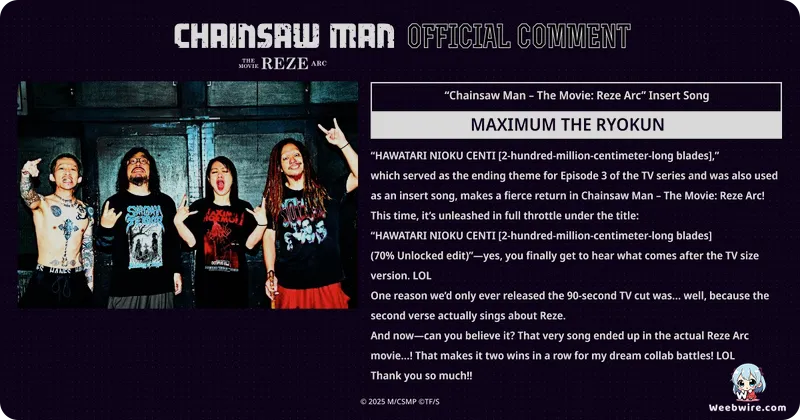 'Chainsaw Man – The Movie: Reze Arc' poster & theme song revealed | Weebwire